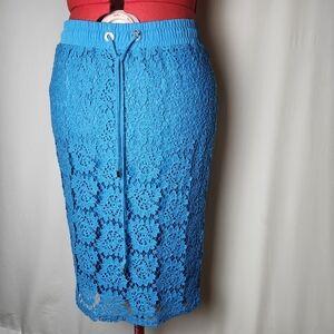 Calvin Klein Stretch Turquoise Lace Pencil Skirt